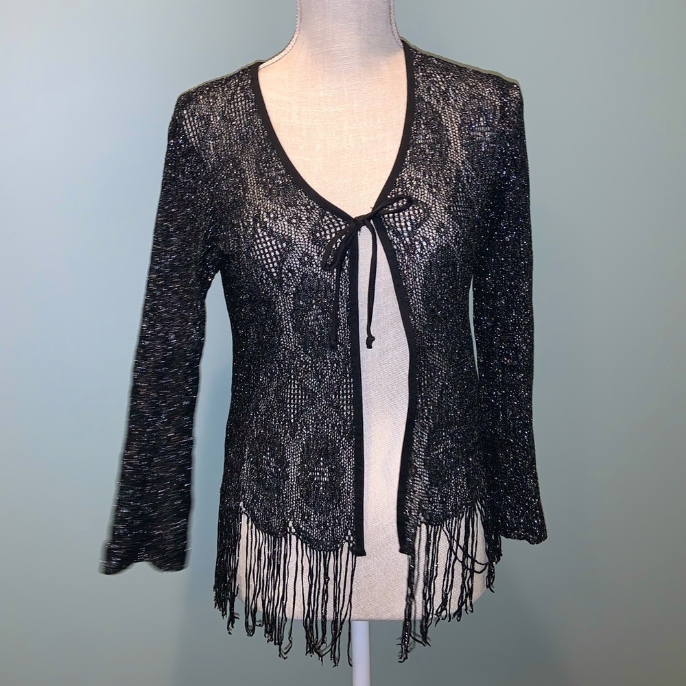 Sparkly Black Knitted Tie Shirt